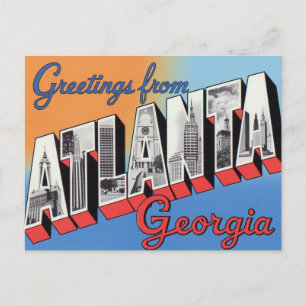 Carte Postale Salutations d'Atlanta Géorgie Vue du ciel vintage