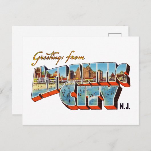 Carte Postale Salutations d'Atlantic City New Jersey (Devant / Derrière)