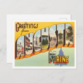 Carte Postale Salutations d'Augusta, Vintage voyage du Maine (Devant / Derrière)