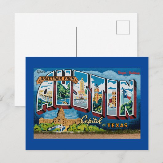 Carte Postale Salutations d'Austin, Texas (Devant / Derrière)