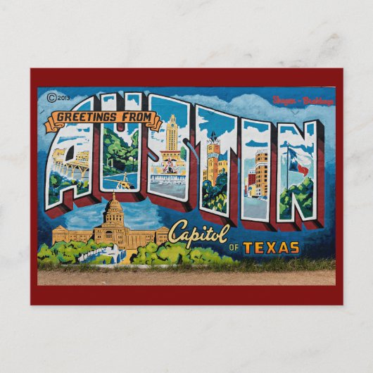 Carte Postale Salutations d'Austin, Texas (Devant)