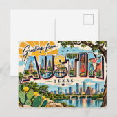 Carte Postale Salutations d'Austin Texas (Devant / Derrière)