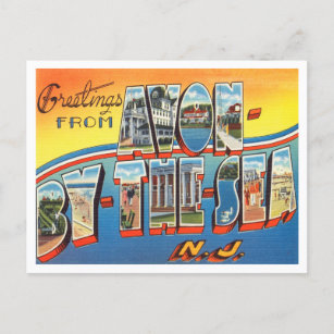Carte Postale Salutations d'Avon par la mer, New Jersey Travel