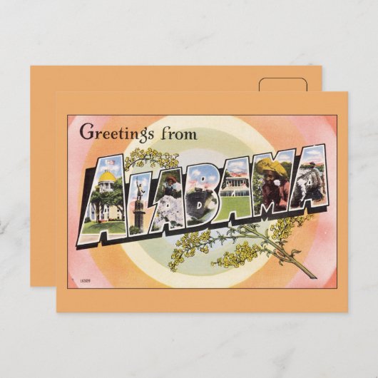 Carte Postale Salutations de Alabama (Devant / Derrière)