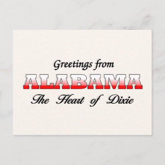 Carte Postale Salutations de Alabama (Devant)