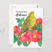 Carte Postale Salutations de Alabama Yellowhammer Camellia (Devant / Derrière)