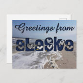 Carte Postale Salutations de Alaska State Flag Hearts USA (Devant / Derrière)