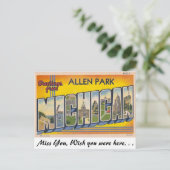 Carte Postale Salutations de Allen Park, Michigan (Debout devant)