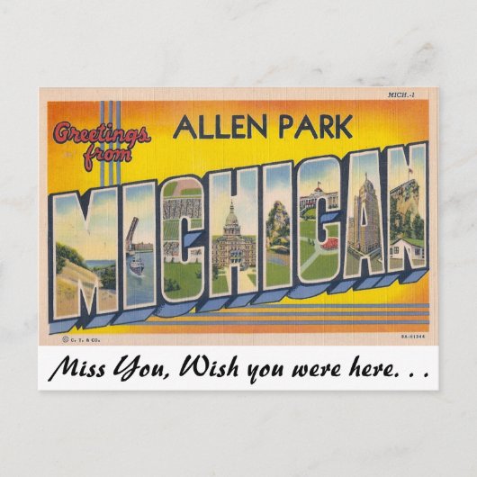 Carte Postale Salutations de Allen Park, Michigan (Devant)