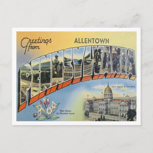 Carte Postale Salutations de Allentown, Pennsylvania Travel (Devant)