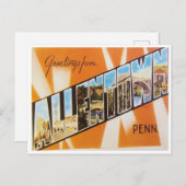 Carte Postale Salutations de Allentown, Pennsylvanie (Devant / Derrière)