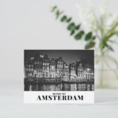 Carte Postale Salutations de Amsterdam Black & White Night (Debout devant)