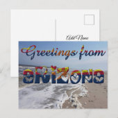 Carte Postale Salutations de Arizona State Flag Hearts USA (Devant / Derrière)