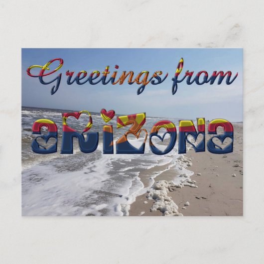 Carte Postale Salutations de Arizona State Flag Hearts USA (Devant)