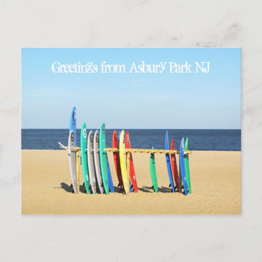 Carte Postale Salutations de Asbury Park NJ - Surf boards (Devant)
