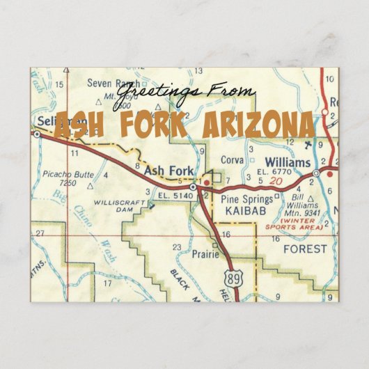 Carte Postale Salutations de Ash Fork Arizona (Devant)