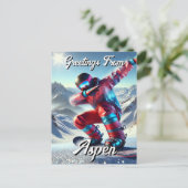 Carte Postale Salutations de Aspen Dabbing Snowboard (Debout devant)