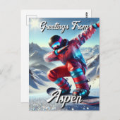 Carte Postale Salutations de Aspen Dabbing Snowboard (Devant / Derrière)