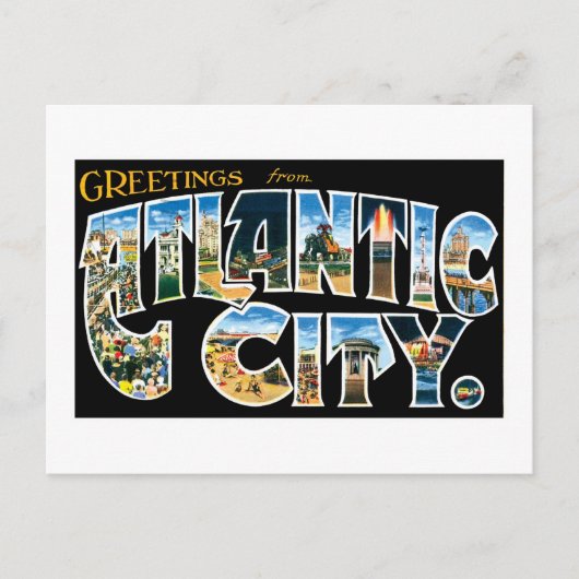 Carte Postale Salutations de Atlantic City (Devant)