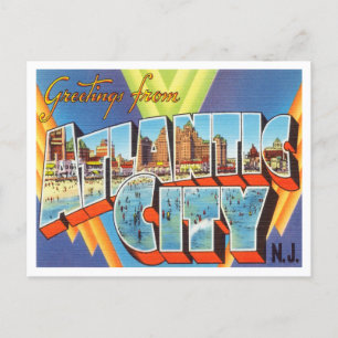 Carte Postale Salutations de Atlantic City, New Jersey Travel