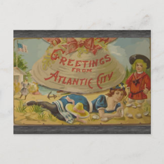 Carte Postale Salutations De Atlantic City, Vintage