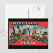Carte Postale Salutations de Austin Texas Postcard (Devant / Derrière)