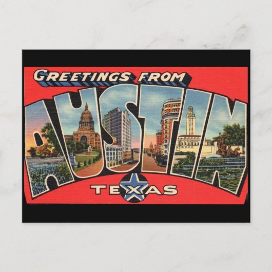 Carte Postale Salutations de Austin Texas Postcard (Devant)