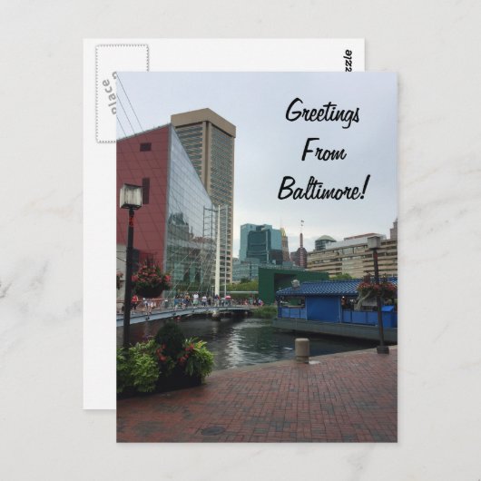 Carte Postale Salutations de Baltimore (Devant / Derrière)