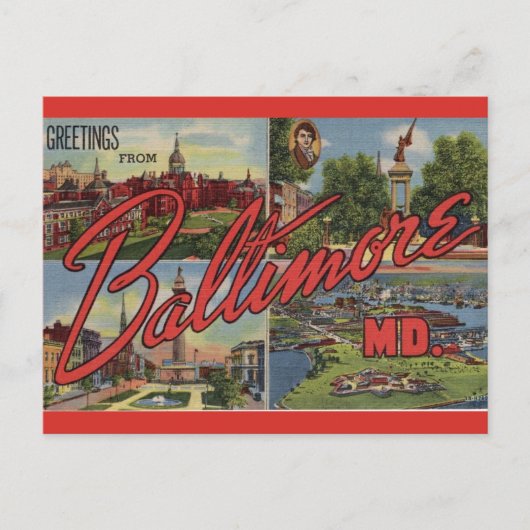 Carte Postale Salutations de Baltimore MD (Devant)