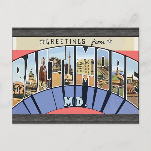 Carte Postale Salutations De Baltimore Md, Vintage (Devant)
