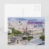 Carte Postale Salutations de Barcelone Espagne Voyage (Devant / Derrière)