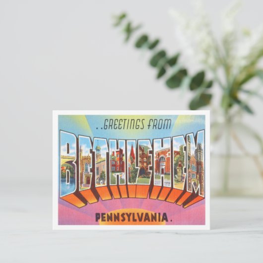Carte Postale Salutations de Bethlehem, Pennsylvanie Travel (Debout devant)