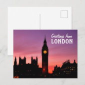 Carte Postale Salutations de Big Ben Londres Angleterre (Devant / Derrière)