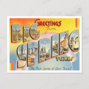 Carte Postale Salutations de Big Spring, Vintage voyage du Texas