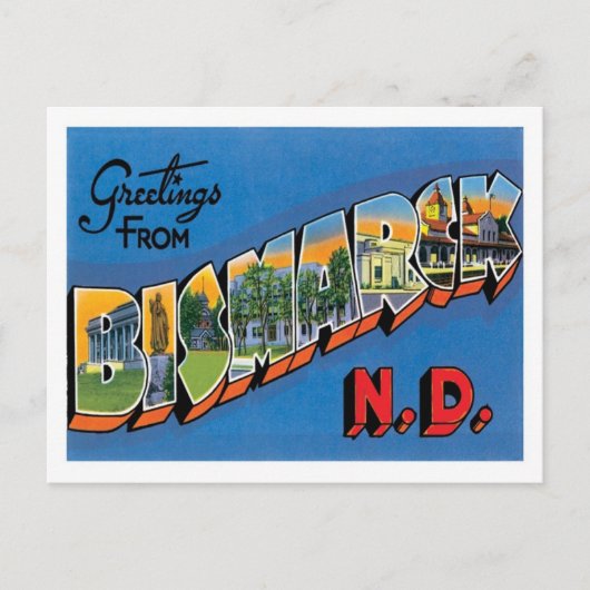 Carte Postale Salutations de Bismarck North Dakota Ville américa (Devant)
