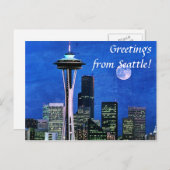 Carte Postale Salutations de Blue Seattle Skyline (Devant / Derrière)