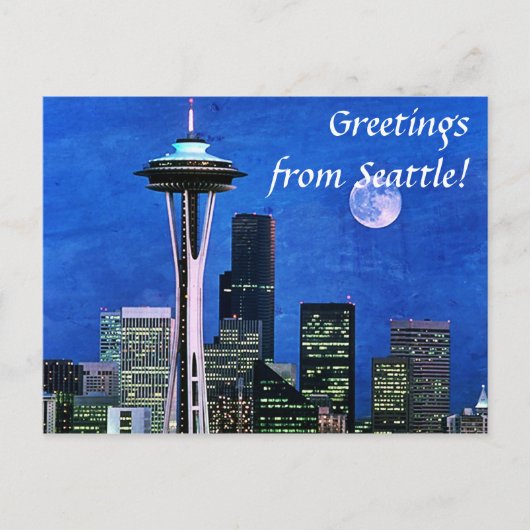 Carte Postale Salutations de Blue Seattle Skyline (Devant)