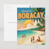 Carte Postale Salutations de Boracay Philippines Vintage (Devant / Derrière)