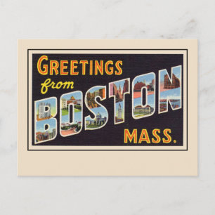 Carte Postale Salutations de Boston, Mass Grande Lettre Vintage