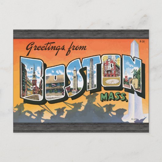 Carte Postale Salutations De Boston Mass, Vintage (Devant)