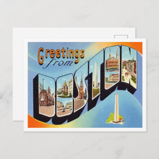 Carte Postale Salutations de Boston, Massachusetts Travel (Devant / Derrière)