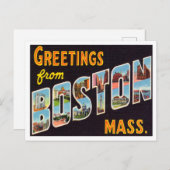 Carte Postale Salutations de Boston, Massachusetts Voyage (Devant / Derrière)
