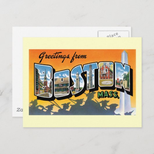 Carte Postale Salutations De Boston, Messe (Devant / Derrière)