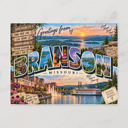 Carte Postale Salutations de Branson Missouri (Devant)