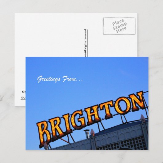 Carte Postale Salutations de BRIGHTON (Devant / Derrière)