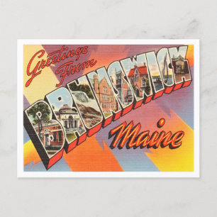 Carte Postale Salutations de Brunswick, Vintage voyage du Maine