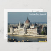 Carte Postale Salutations de Budapest - Parlement de Hongrie (Devant / Derrière)