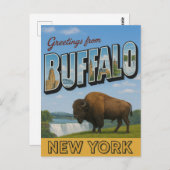 Carte Postale Salutations de Buffalo New York (Devant / Derrière)