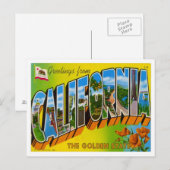 Carte Postale Salutations De Californie Des États-Unis (Devant / Derrière)