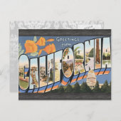 Carte Postale Salutations De Californie, Vintage (Devant / Derrière)